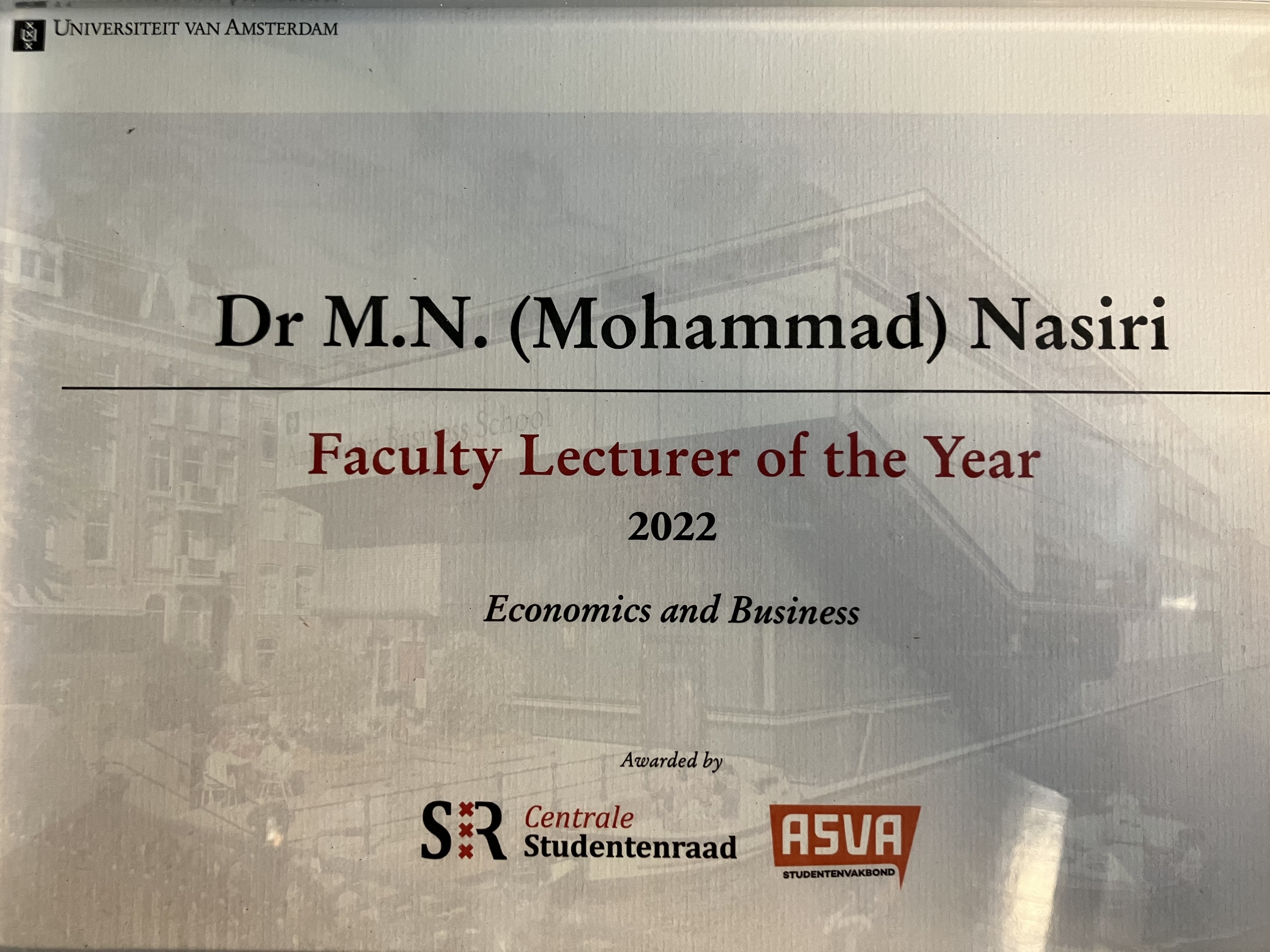 Teaching award recognition